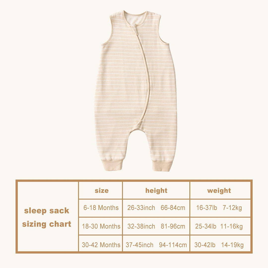 Merino Wool & Organic Cotton Toddler Sleep Sack with Legs, Wearable Baby Blanket