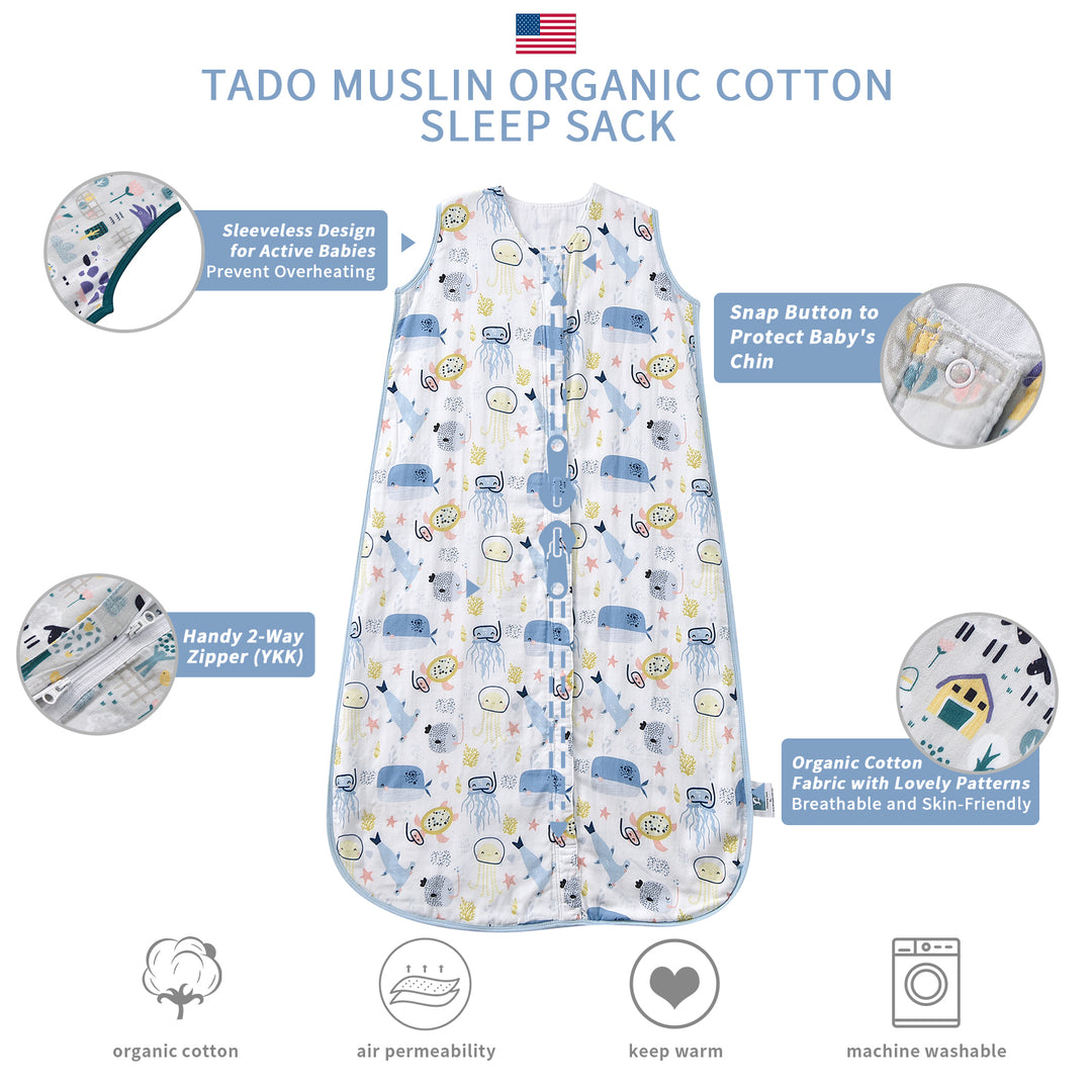 Toddler Sleep Sack 2-4 T Baby Wearable Blanket 100% Organic Cotton 0.5 TOG