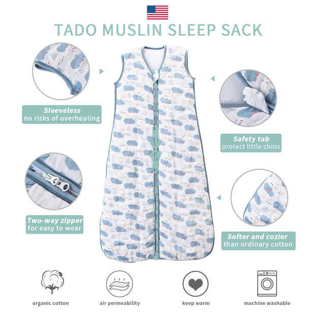 Toddler Sleep Sack 2-4T, 70% Bamboo & 30% Cotton Baby Wearable Blanket 2.5 TOG｜TADO MUSLIN