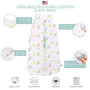 Saco de dormir de algodón orgánico para niños de 2 a 4 años, diseño de estrella, transpirable y cálido, manta portátil para niños y niñas | MUSELINA TADO 