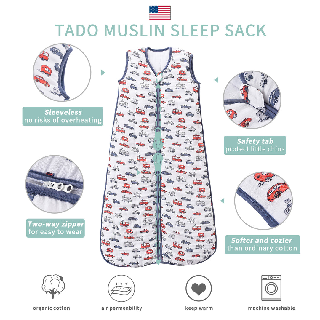 TADO MUSLIN Saco de dormir para niños pequeños 2-4T, 70% bambú y 30% algodón Manta portátil para bebé 2,5 TOG