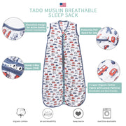 TADO MUSLIN Baby Sleeping Sack 100% Organic Cotton Toddler Wearable Blanket 0.5 TOG (2-4T)