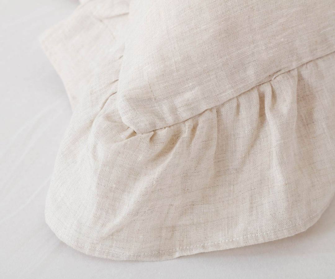 Stone Washed French Linen European Pillow Shams Ruffled Style | MoreverSparn