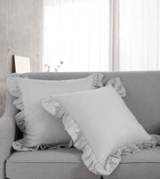 Stone Washed French Linen European Pillow Shams Ruffled Style | MoreverSparn