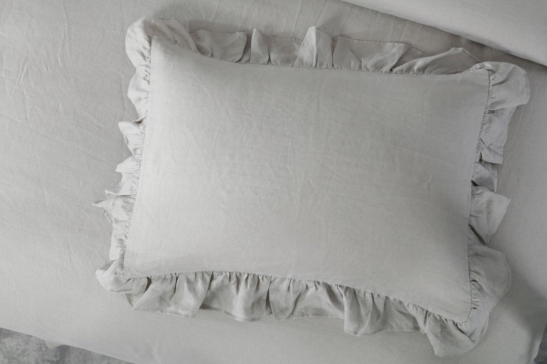 100% Linen Duvet Cover Set-Stone Washed, Ruffled Edge | MoreverSparn